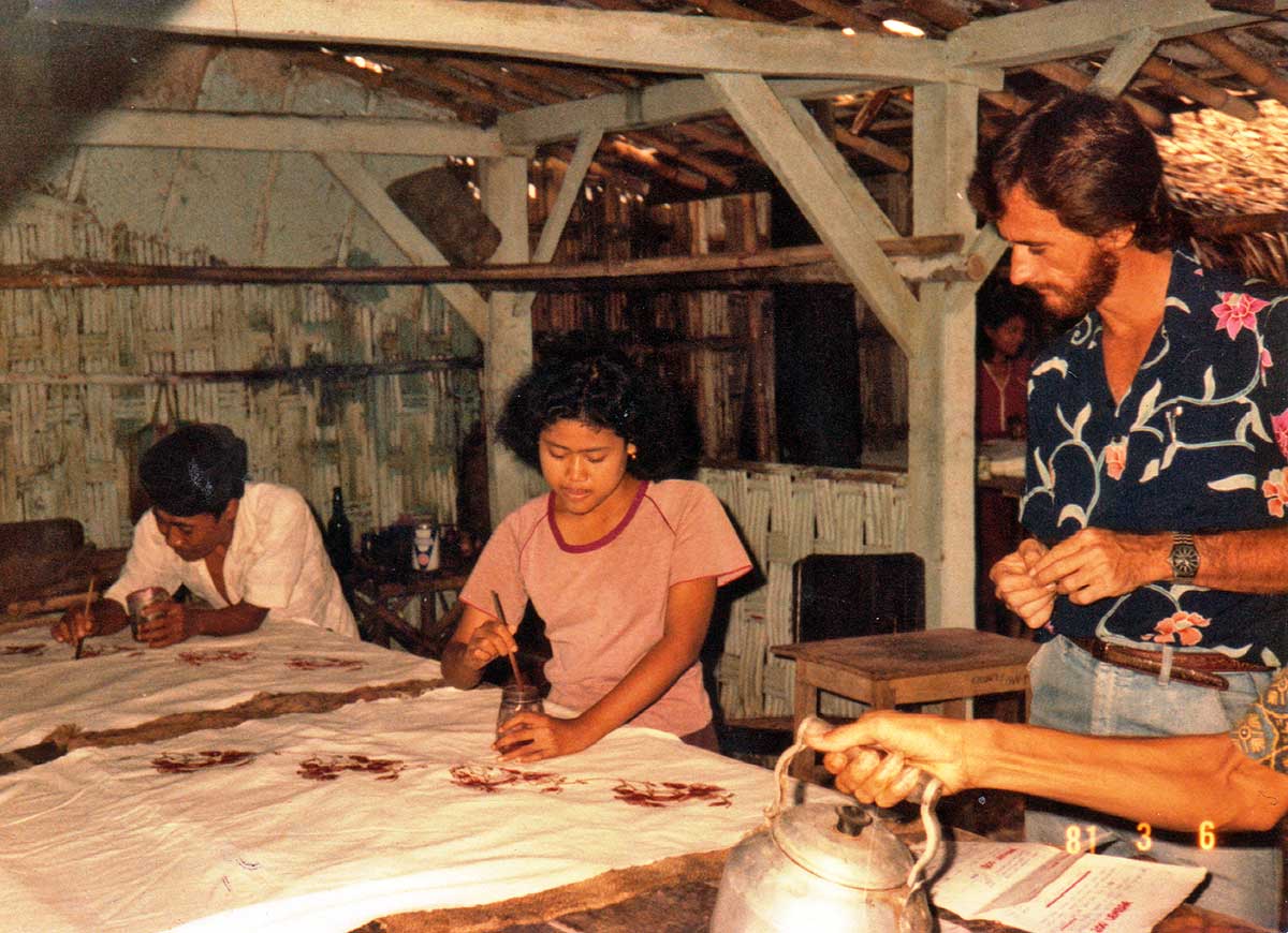 Peter Neely working with Locals in Bali, to produce clothing for his shop in Noosa Heads