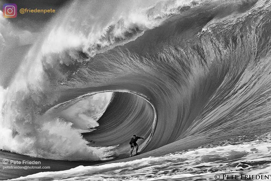 One of Pete Friedens Iconic images Nathan Fletcher "Code Red" swell at Teahupo'o in Tahiti