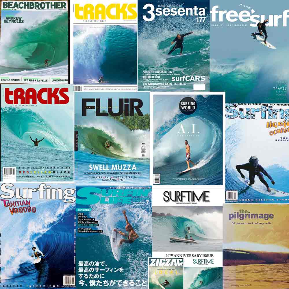 These are just a few of the Covers Pete has scored in his career as a professional surf Photographer